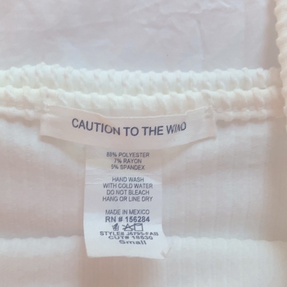 CAUTION TO THE WIND white bodysuit size small - Picture 2 of 6